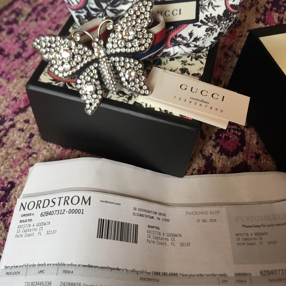 Gucci butterfly crystal web bracelet